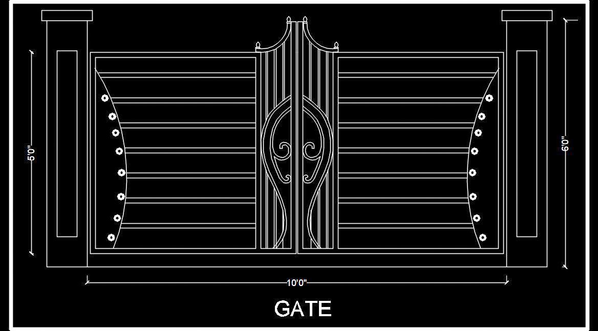 Residential Entrance Gate CAD Block - Free Download